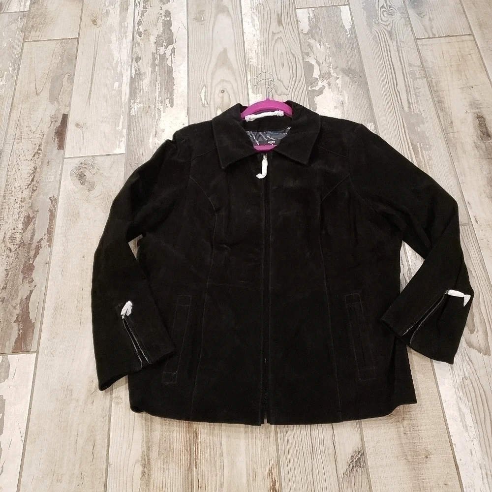 DENNIS Basso XL Black Suede Leather jacket - Picture 1 of 11
